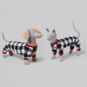 TARGET WONDERSHOP RED BLACK WHITE DOG HOLIDAY PLAID TARTAN CHECK PAJAMAS SMALL